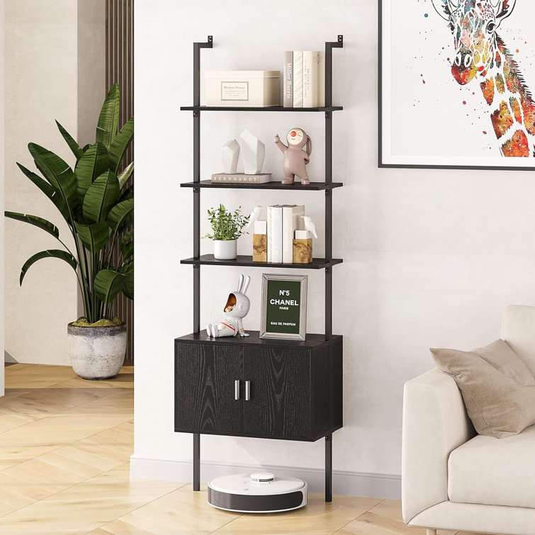 Everly Quinn Ladder Bookshef With Wall Mounted Bookcases, 5